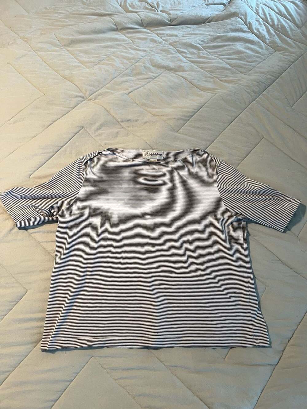 Vintage Nygård Collection Striped Boat Neck Short Sleeve Tee Size L